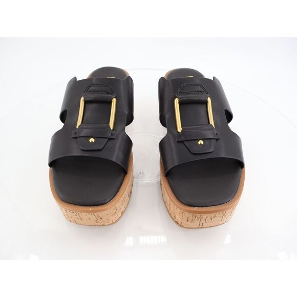 Franco Sarto Kesta Platform Sandals Slide Black Vegan Size 11 Chunky Cork Wedge - Picture 5 of 12